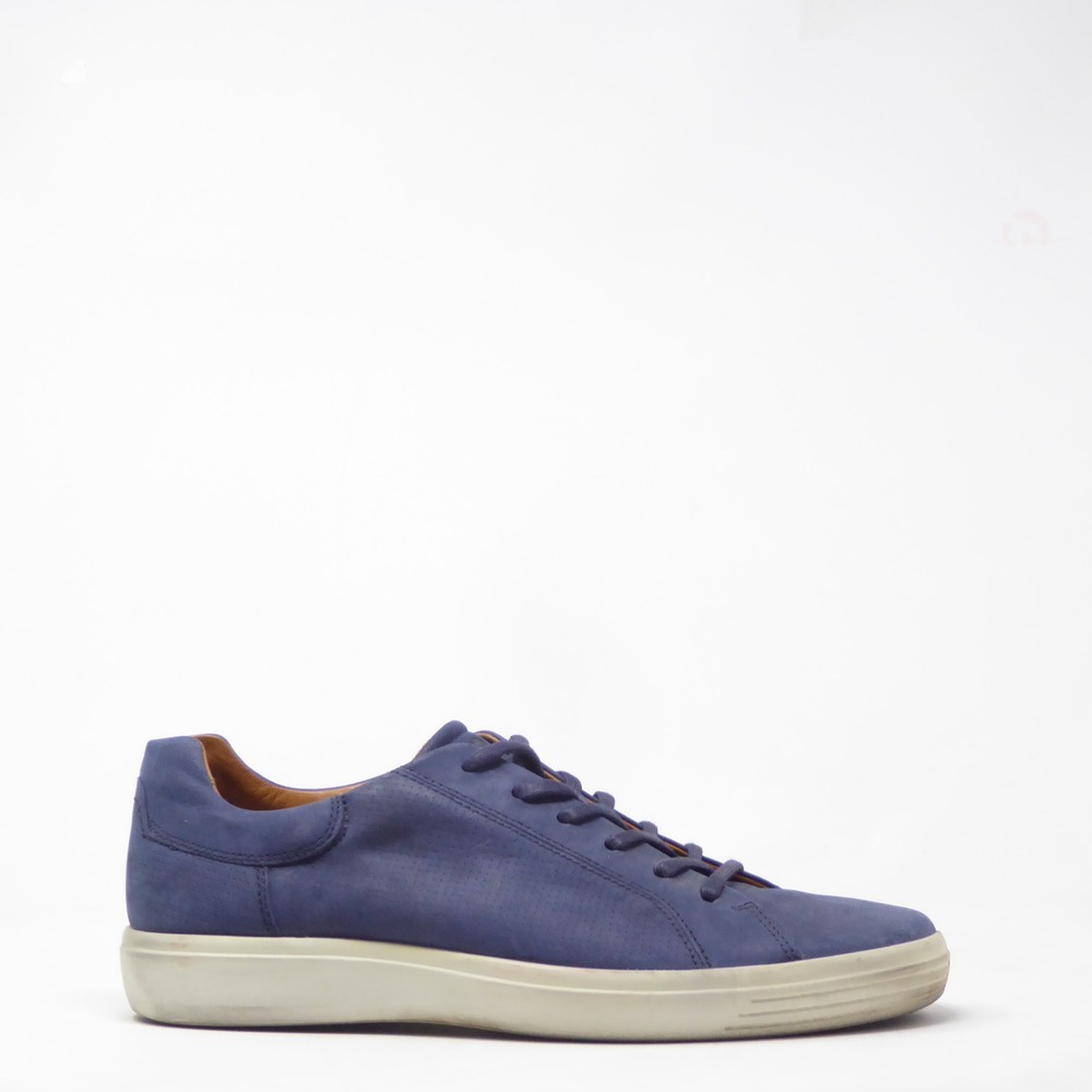 ECCO Mens Soft 7 Sneakers Shoes Blue Leather Lace Up Low Top 46 / 12-12.5
